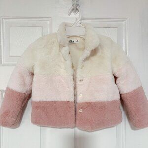 EPIC THREADS Faux Fur Girl Soft Pink Colorblock Jacket Size 3T